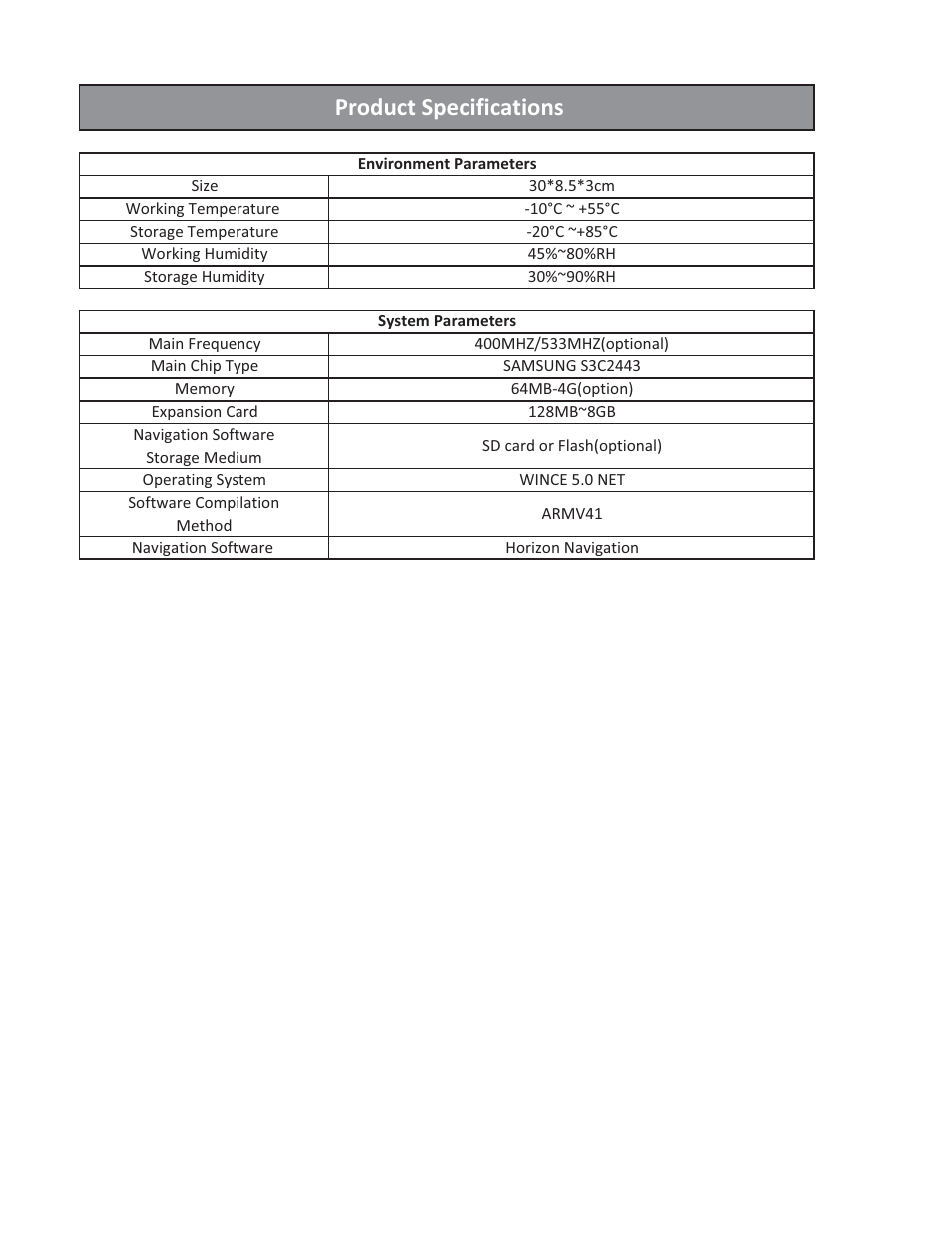 Product specifications | Vizualogic RoadTrip GPS Mirror User Manual | Page 6 / 29