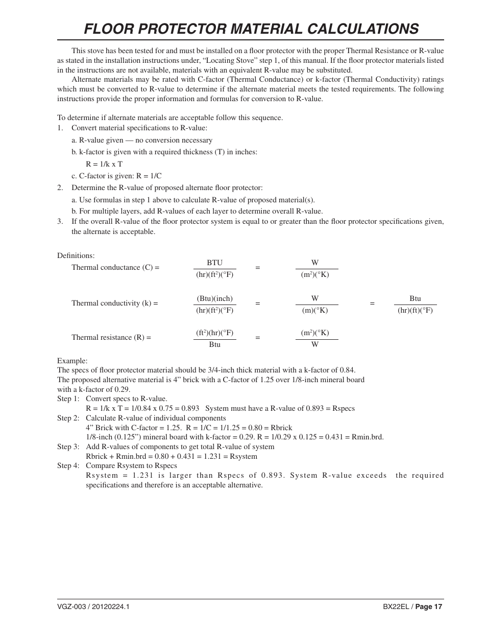 Floor protector material calculations | Vogelzang BX22EL User Manual | Page 17 / 18