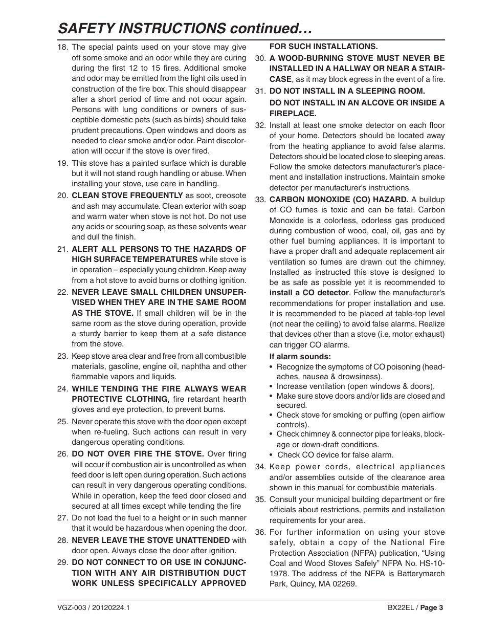 Safety instructions continued | Vogelzang BX22EL User Manual | Page 3 / 18