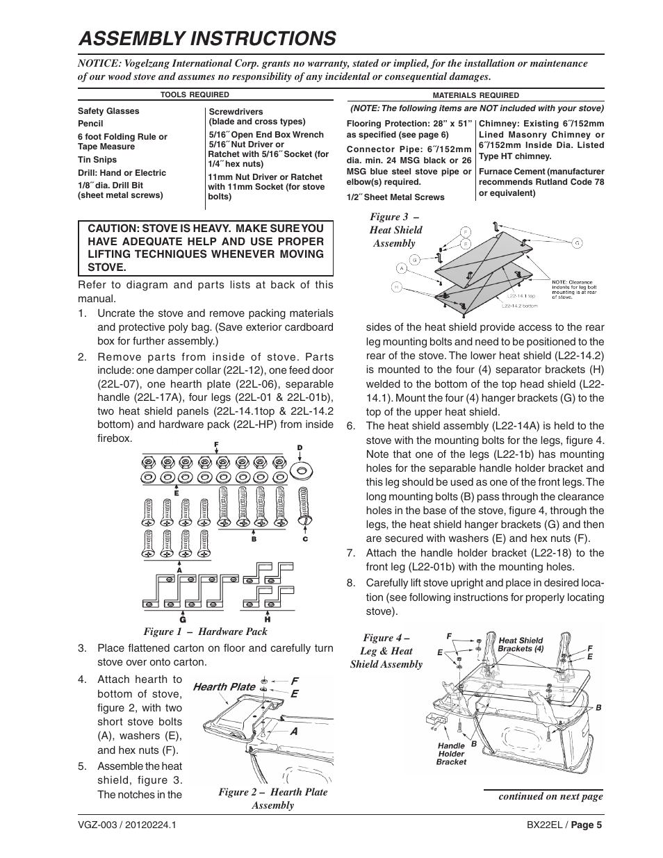 Assembly instructions | Vogelzang BX22EL User Manual | Page 5 / 18