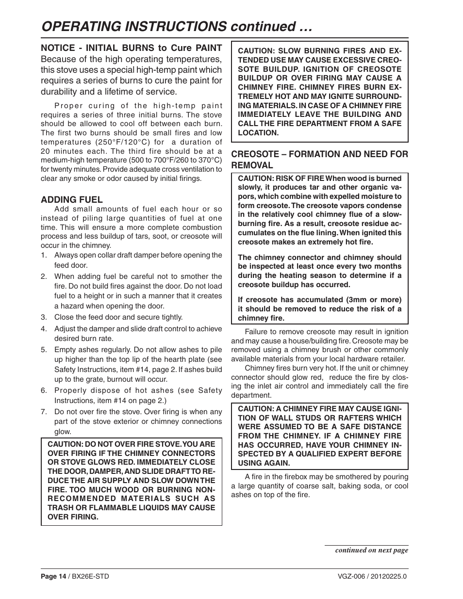 Operating instructions continued | Vogelzang BX26E User Manual | Page 14 / 18