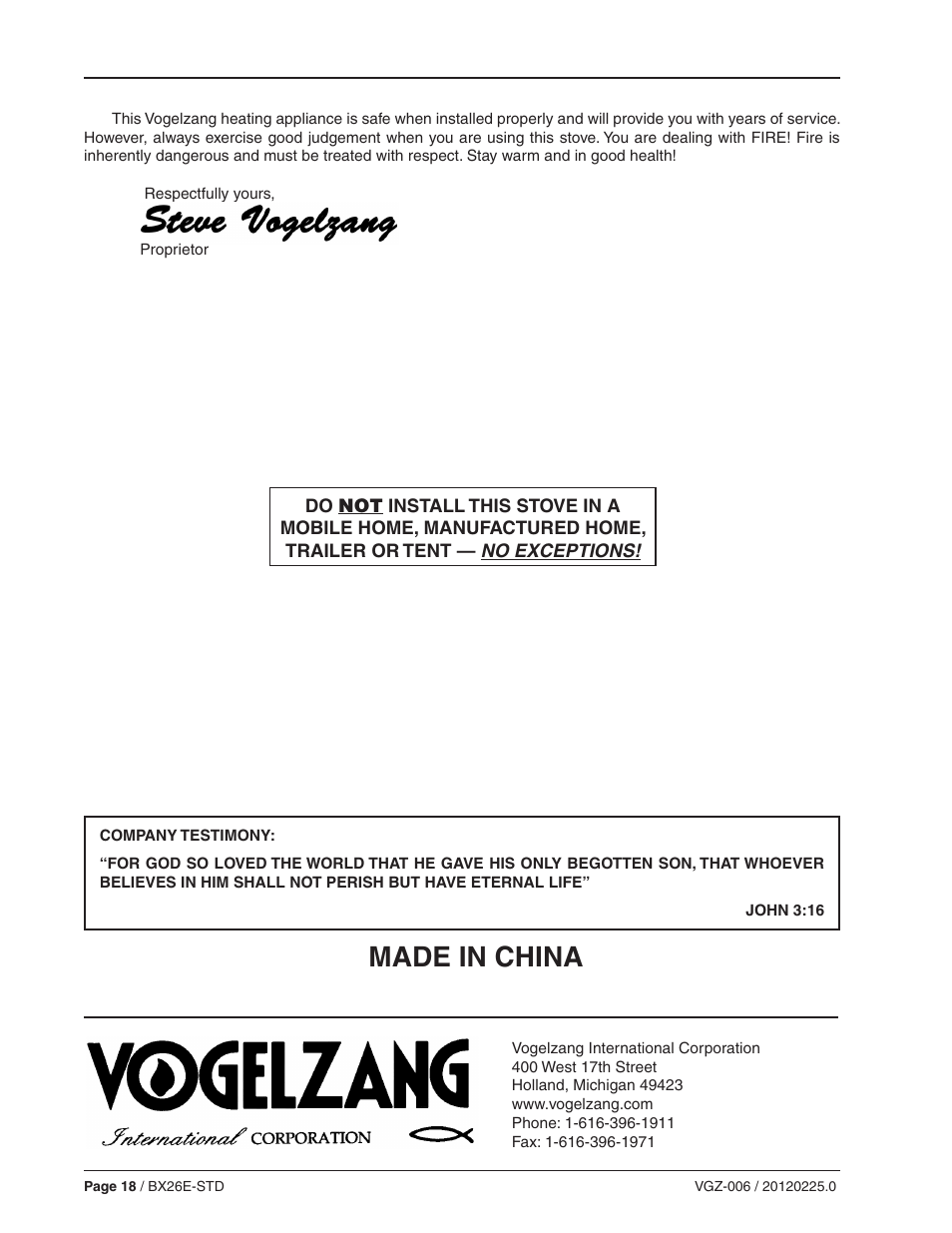 Made in china | Vogelzang BX26E User Manual | Page 18 / 18