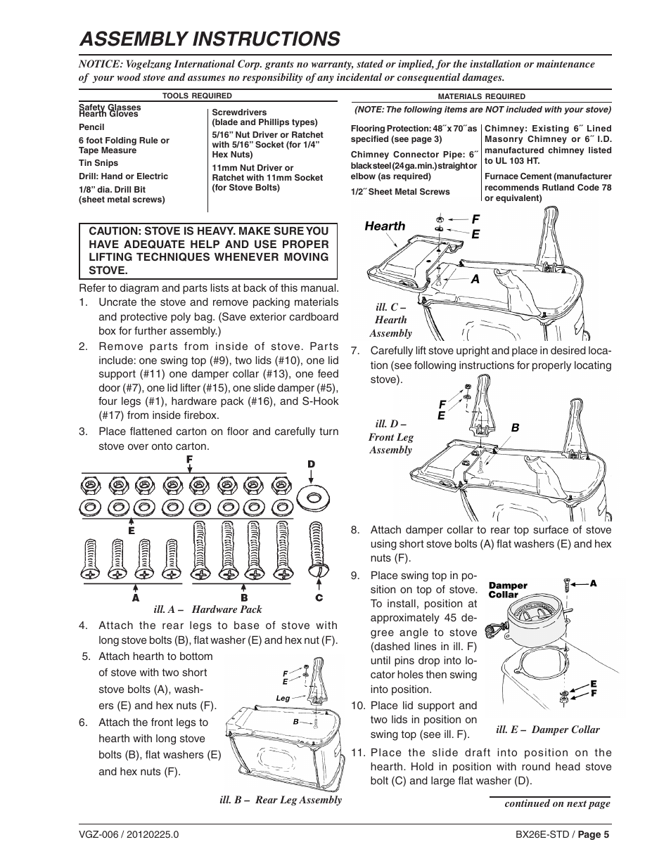 Assembly instructions | Vogelzang BX26E User Manual | Page 5 / 18