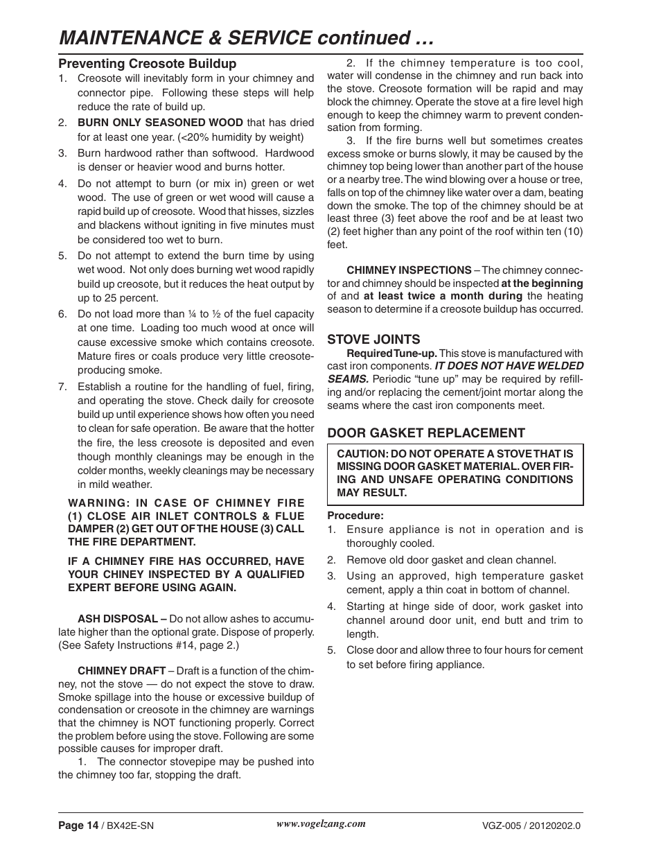 Maintenance & service continued | Vogelzang BX42E User Manual | Page 14 / 18