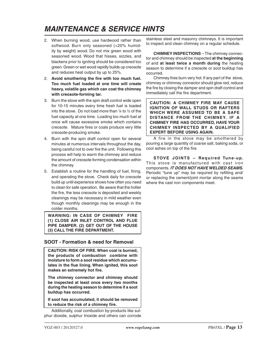 Maintenance & service hints | Vogelzang PB65XL User Manual | Page 13 / 16