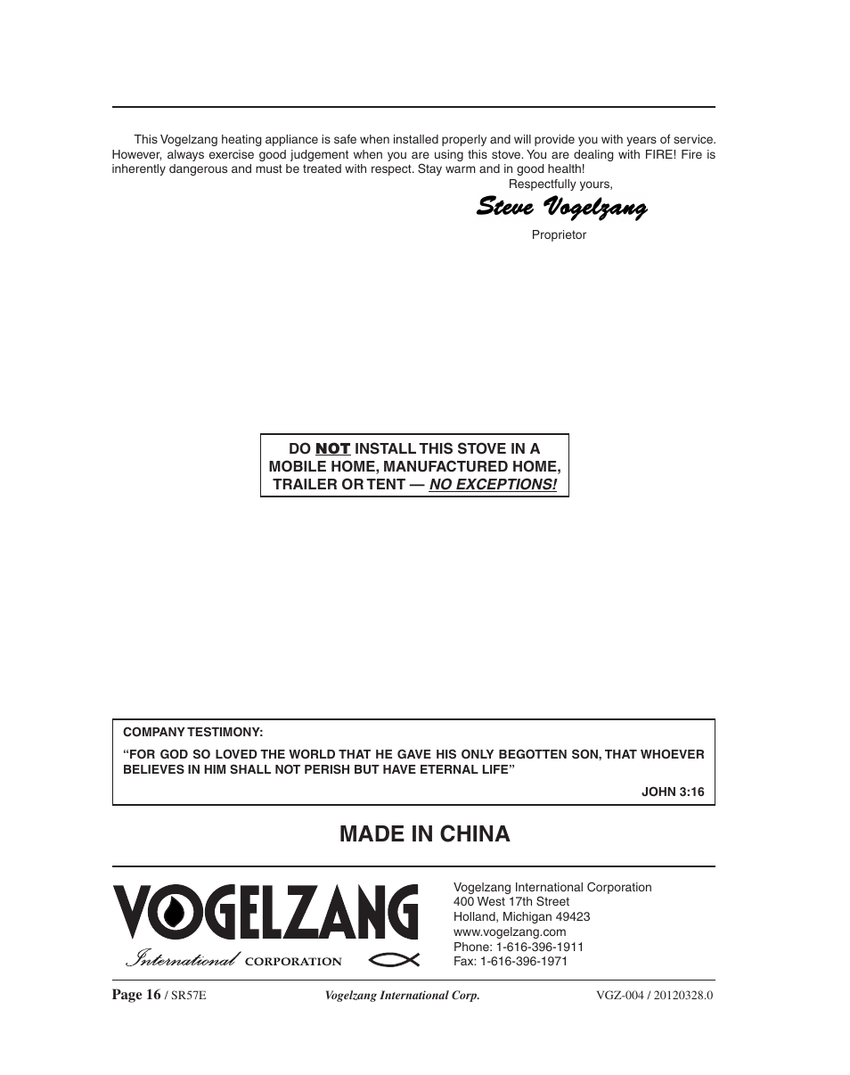 Made in china | Vogelzang SR57E User Manual | Page 16 / 16