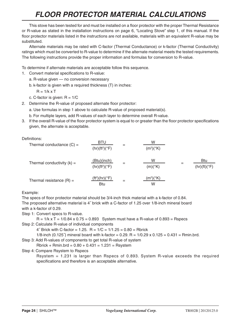 Floor protector material calculations | Vogelzang TR002B User Manual | Page 24 / 26