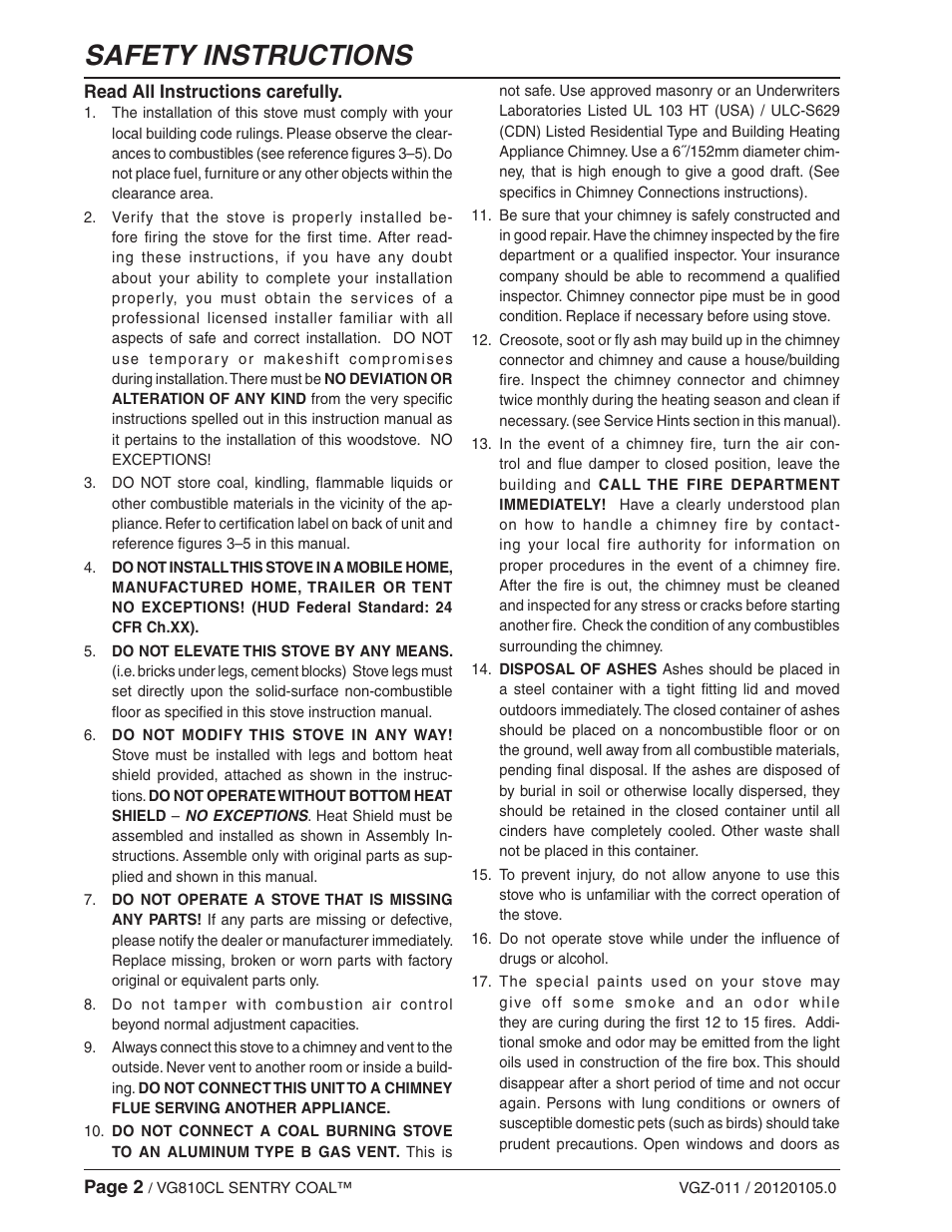 Safety instructions | Vogelzang VG810CL User Manual | Page 2 / 22