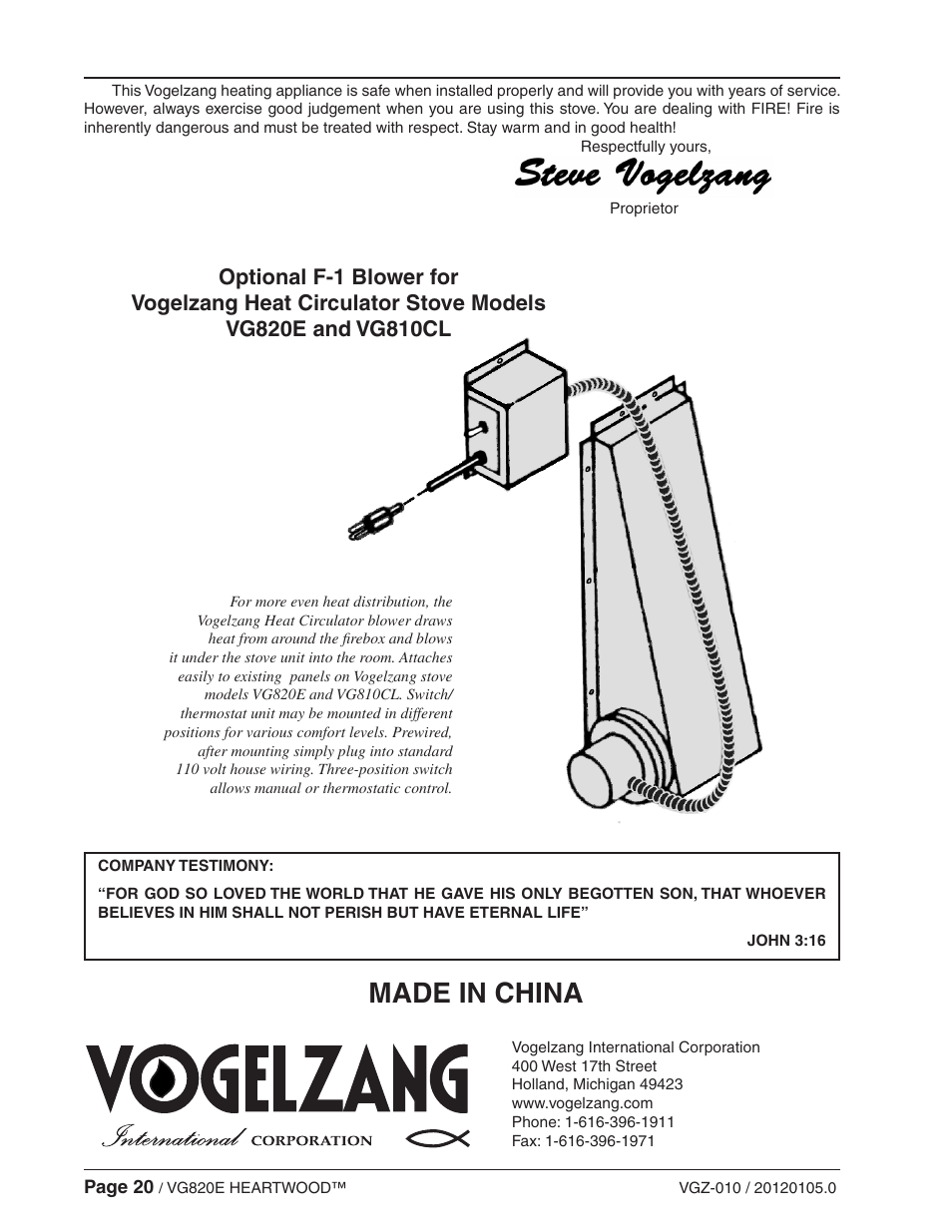 Made in china | Vogelzang VG820E User Manual | Page 20 / 20
