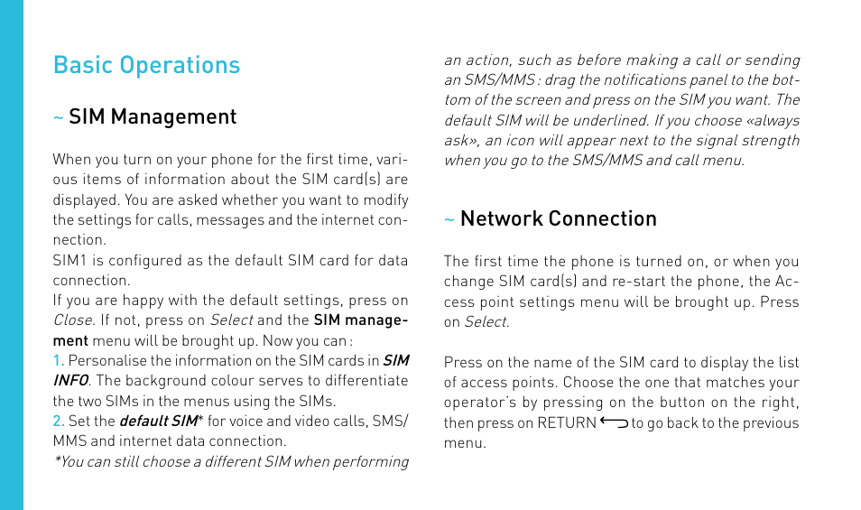 Basic operations | Wiko GETAWAY User Manual | Page 36 / 194