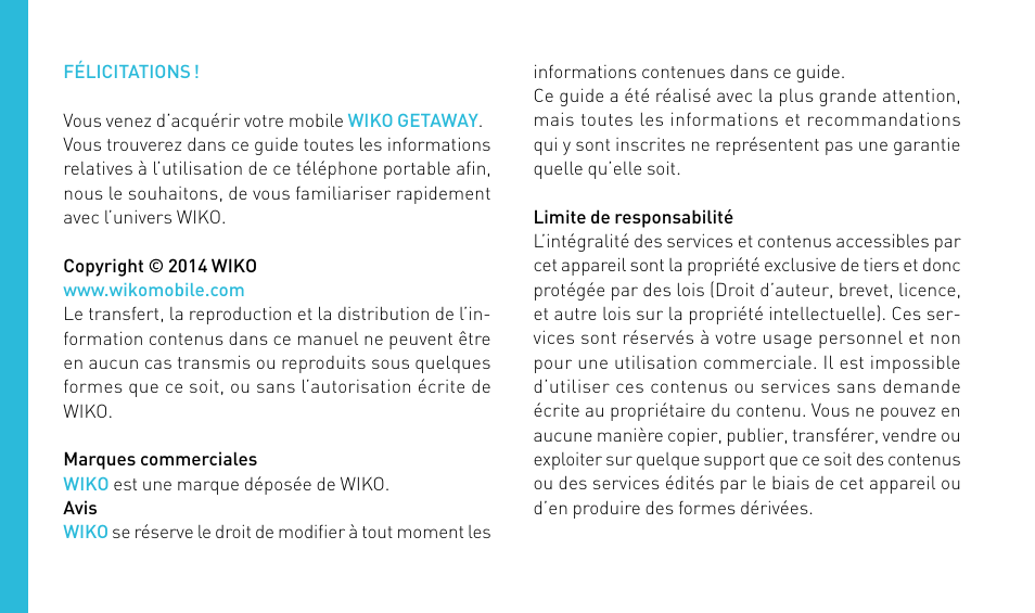 Wiko GETAWAY User Manual | Page 4 / 194