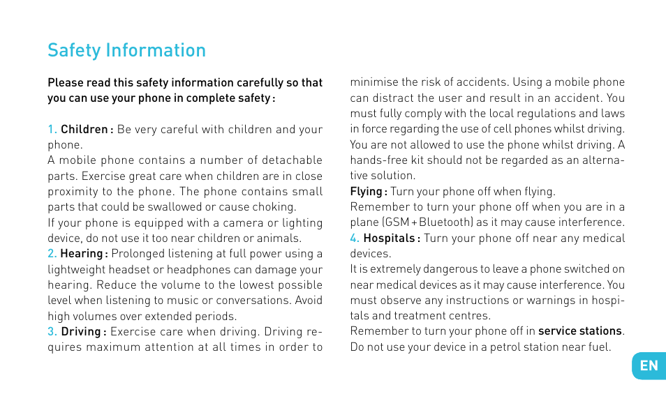 Safety information | Wiko GETAWAY User Manual | Page 41 / 194