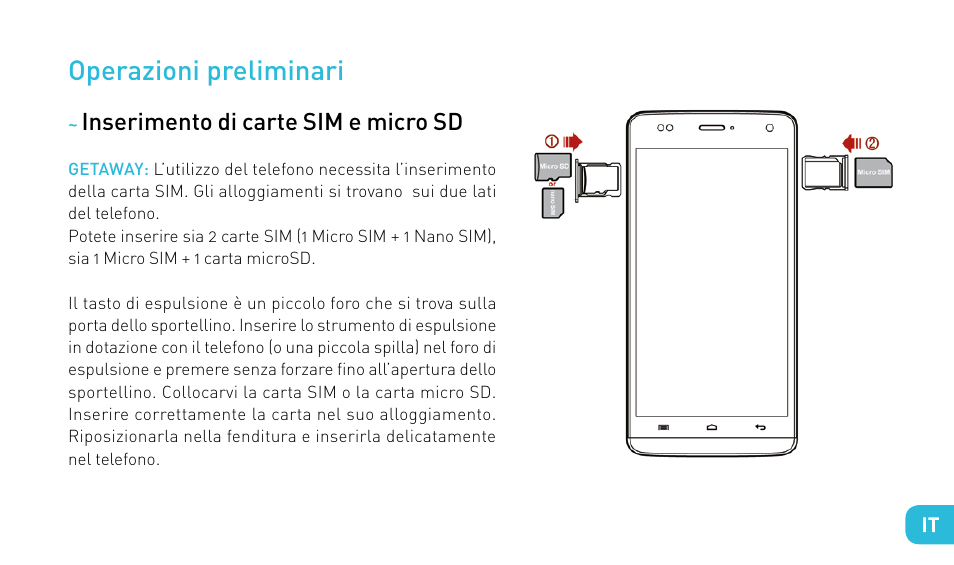 Operazioni preliminari | Wiko GETAWAY User Manual | Page 57 / 194