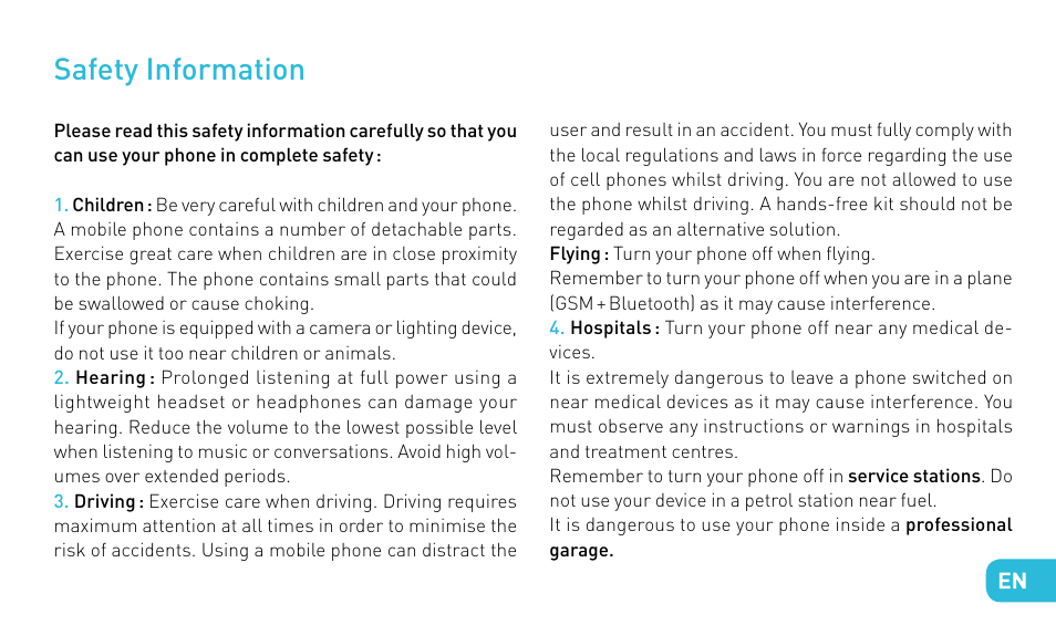 Safety information | Wiko STAIRWAY User Manual | Page 39 / 180