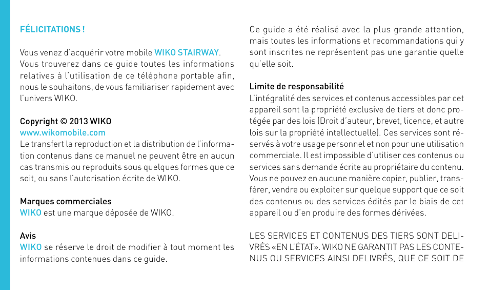 Wiko STAIRWAY User Manual | Page 4 / 180