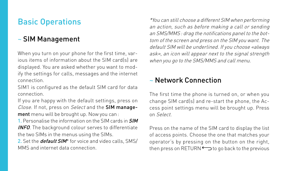 Basic operations | Wiko DARKFULL User Manual | Page 36 / 194