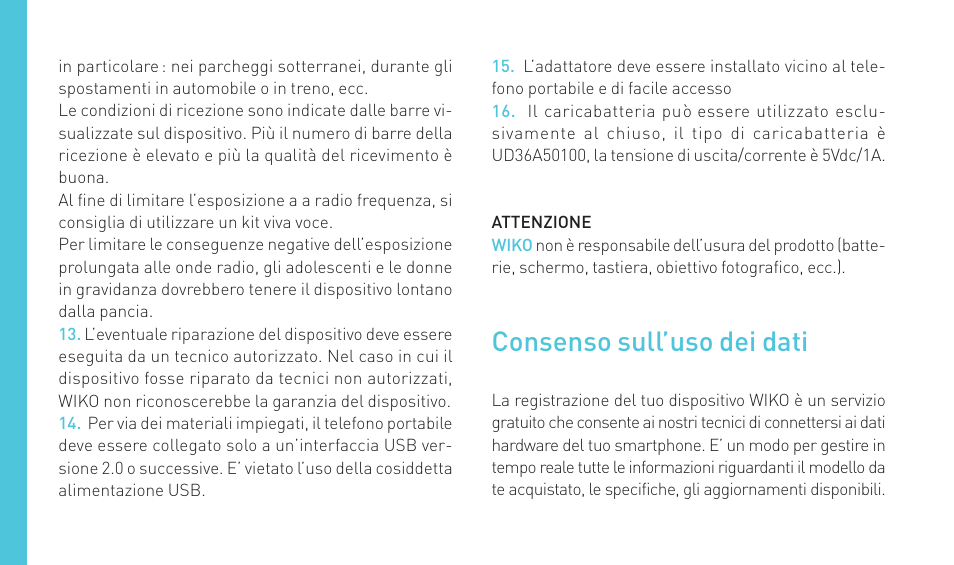 Consenso sull’uso dei dati | Wiko WAX 4G User Manual | Page 70 / 194