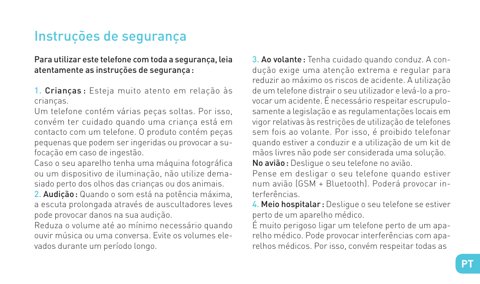 Instruções de segurança | Wiko BIRDY 4G User Manual | Page 123 / 235