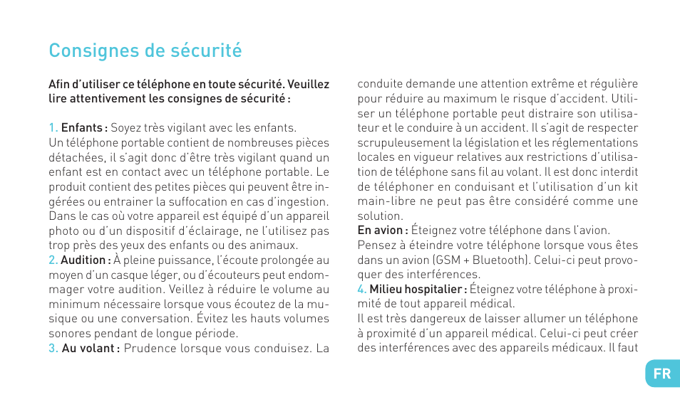 Consignes de sécurité | Wiko BIRDY 4G User Manual | Page 45 / 235