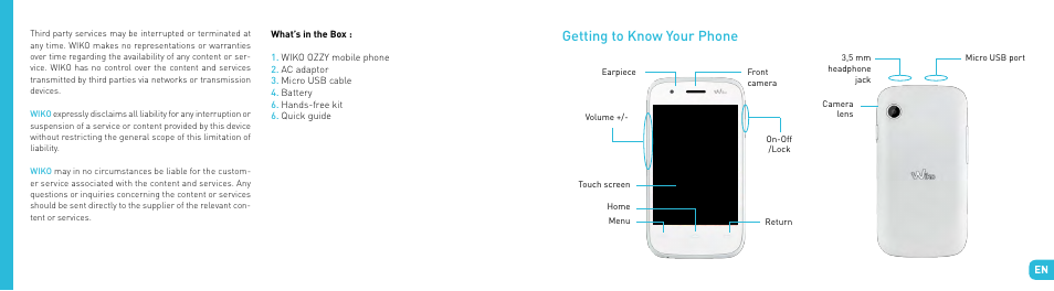 Getting to know your phone | Wiko OZZY User Manual | Page 16 / 98