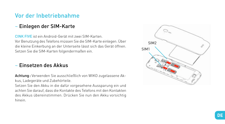 Vor der inbetriebnahme | Wiko CINK FIVE User Manual | Page 129 / 194