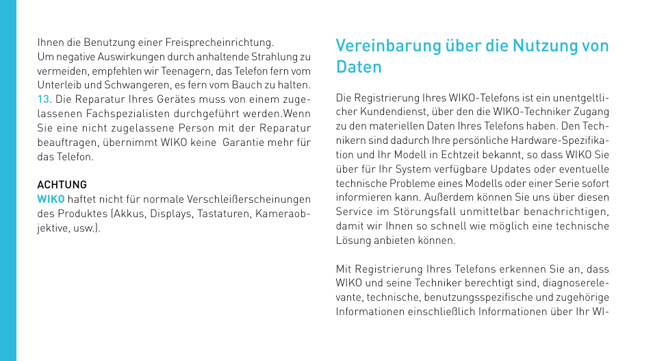 Vereinbarung über die nutzung von daten | Wiko CINK FIVE User Manual | Page 142 / 194