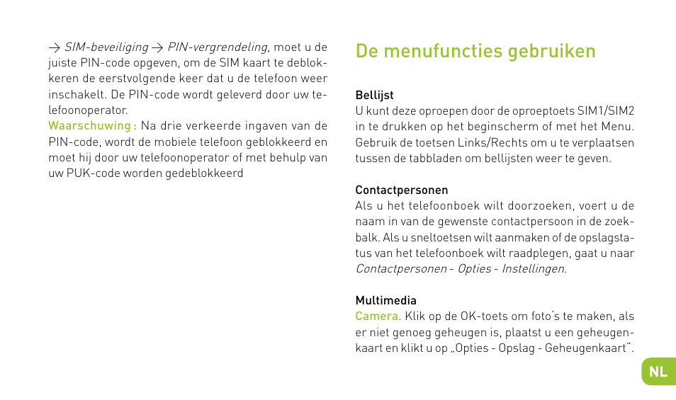 De menufuncties gebruiken | Wiko MINZ+ User Manual | Page 119 / 148