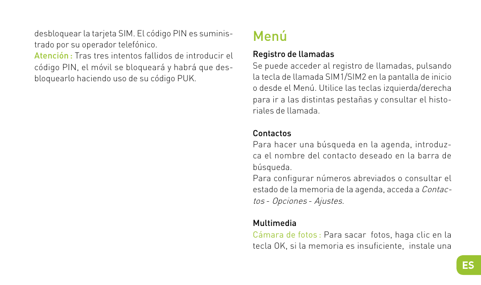 Menú | Wiko MINZ+ User Manual | Page 63 / 148