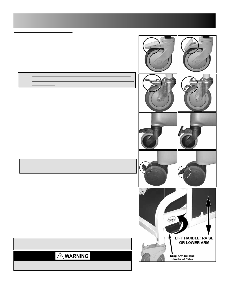 Operating instructions (cont'd) | Winco Mfg. 6950 - Extra Large Swing Away Arm CareCliner User Manual | Page 7 / 16