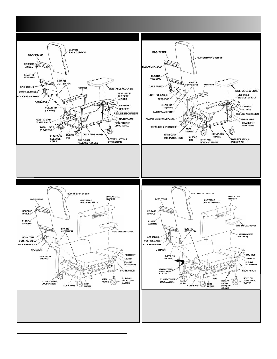 Parts list guide / specifications | Winco Mfg. Room Chair 6704 User Manual | Page 13 / 16