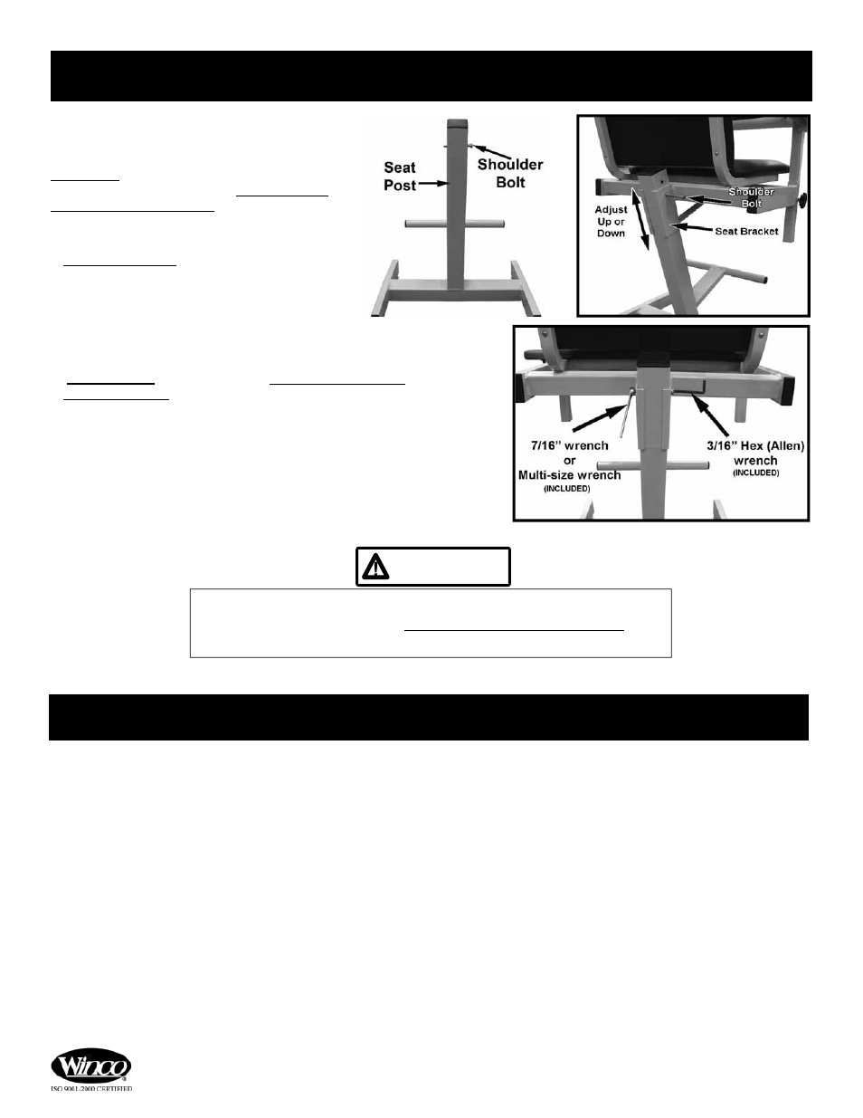 Warning | Winco Mfg. 2587 - Power Designer Blood Drawing Chair User Manual | Page 10 / 16