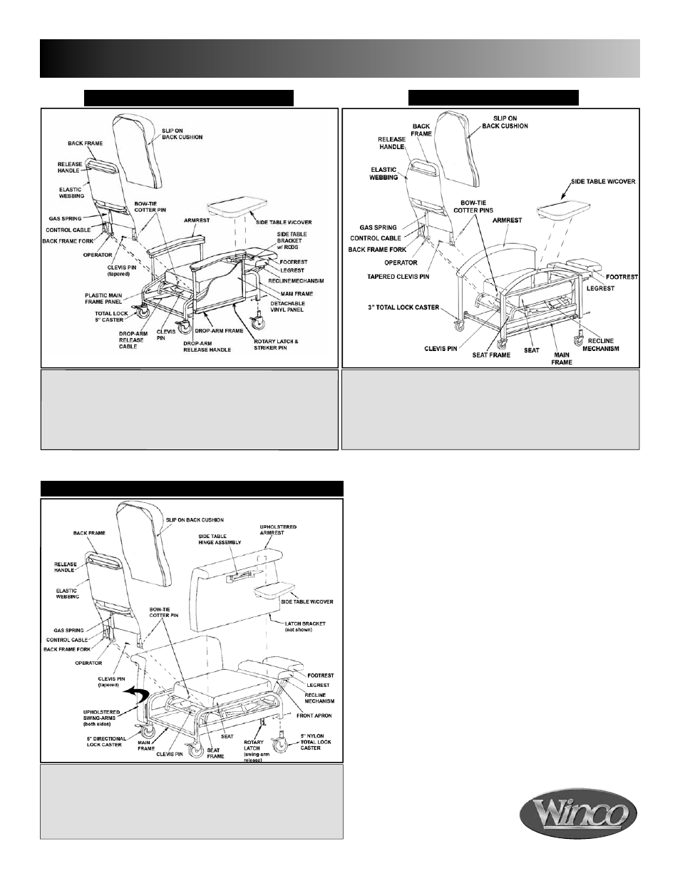 Parts list guide / specifications | Winco Mfg. 6560 - Premier CareCliner User Manual | Page 13 / 16