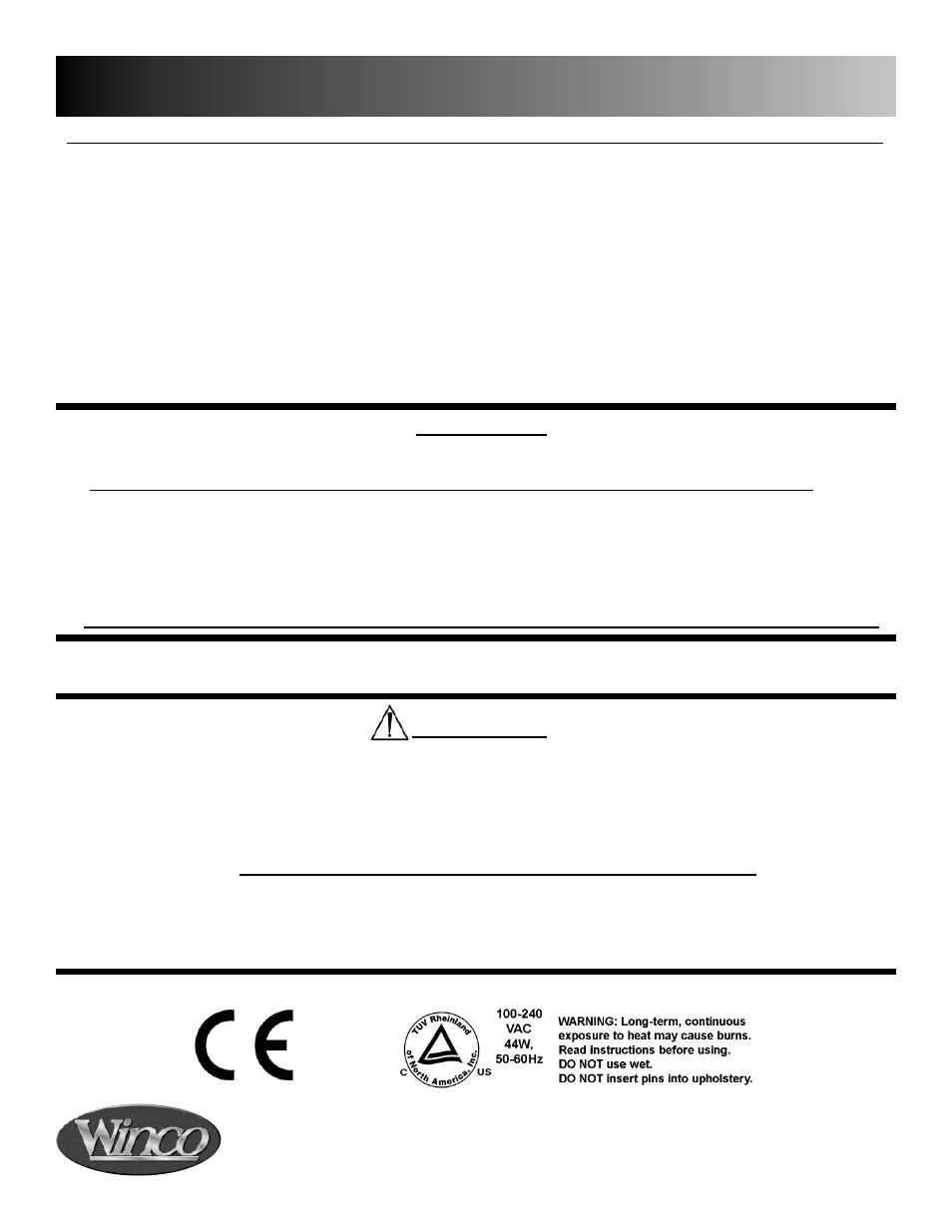 Table of contents/warranty | Winco Mfg. 6560 - Premier CareCliner User Manual | Page 2 / 16