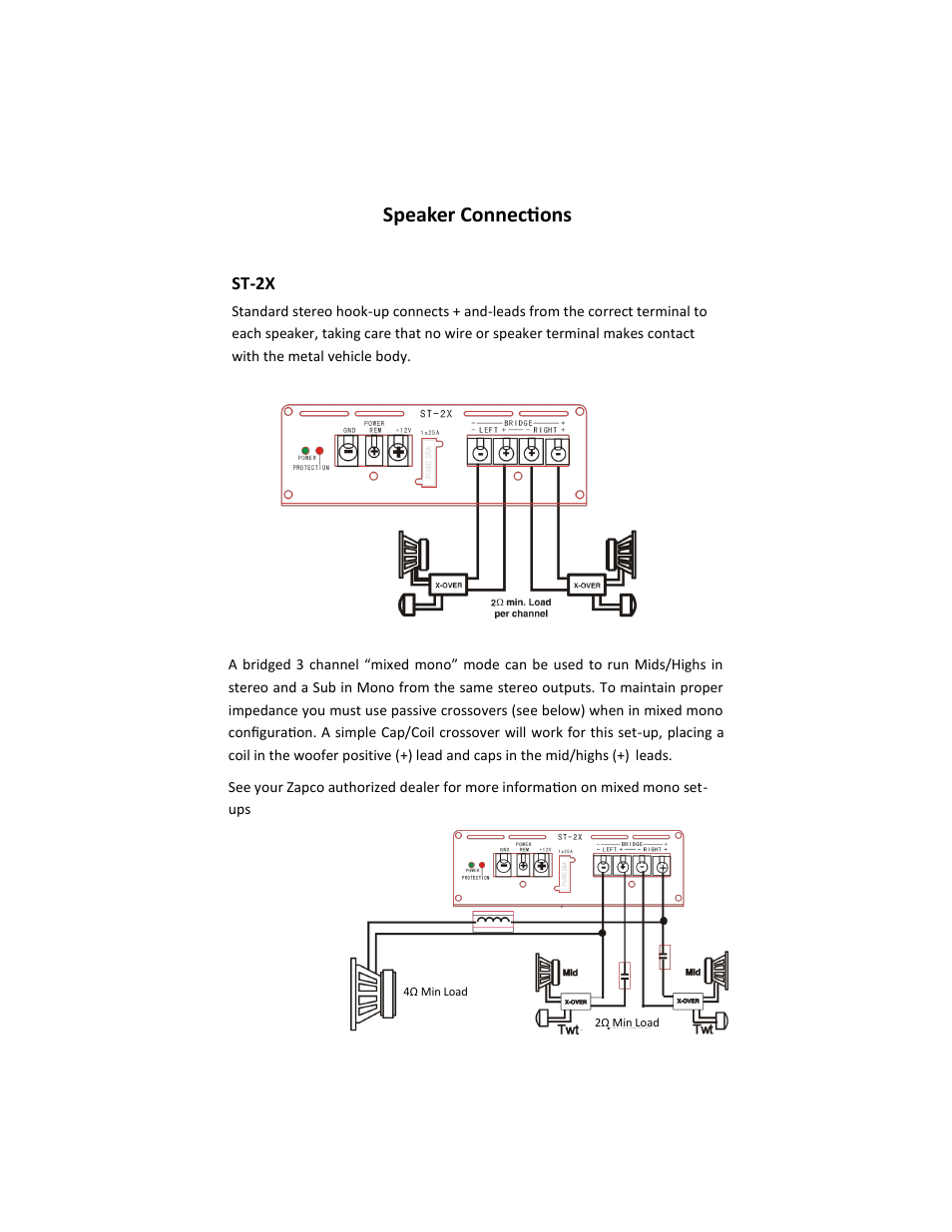 Speaker connections | Zapco Studio X Series User Manual | Page 15 / 20