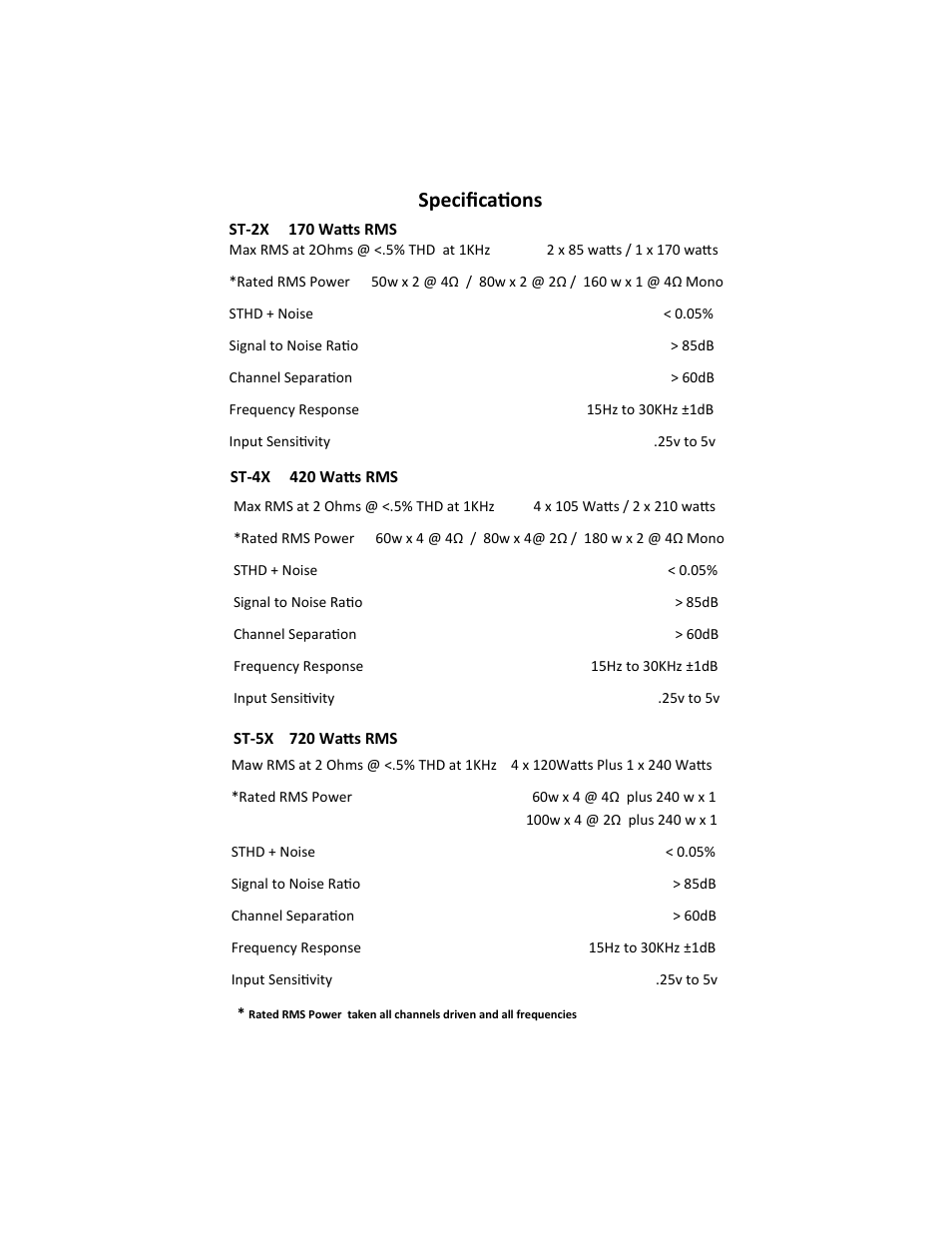 Specifications | Zapco Studio X Series User Manual | Page 18 / 20