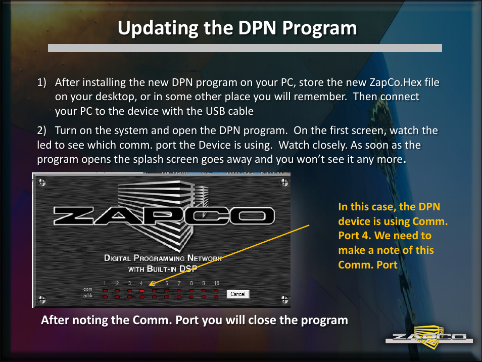 Updating the dpn program | Zapco DPN User Manual | Page 2 / 4