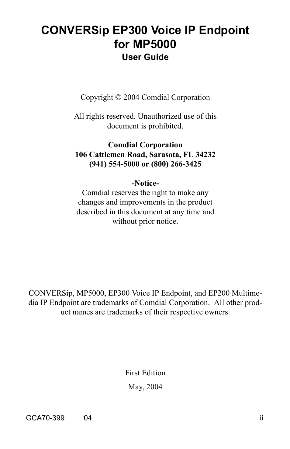 Vertical Communications MP5000 User Manual | Page 2 / 38