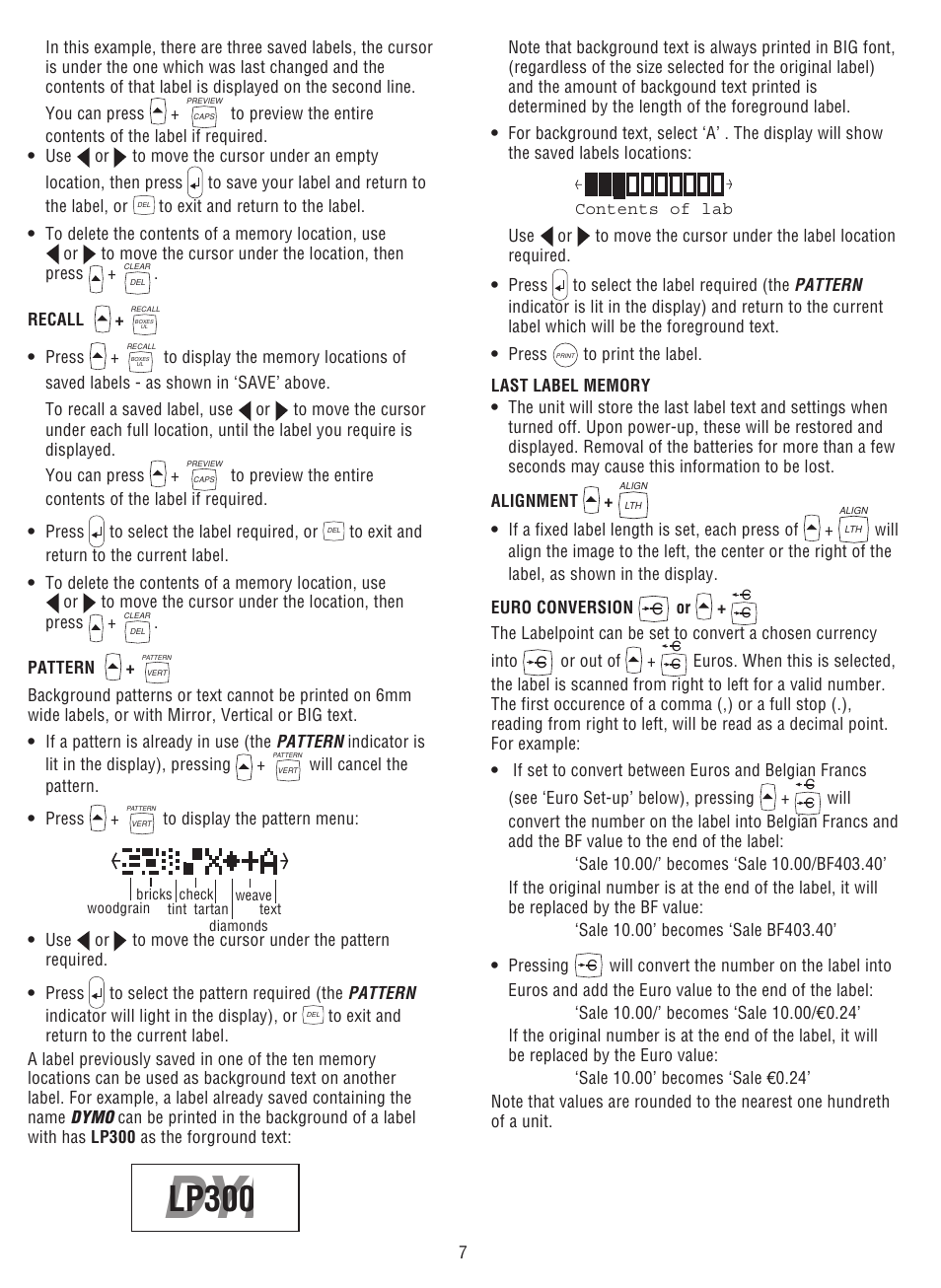 Dymo, Lp300 | Esselte DYMO LP300 User Manual | Page 11 / 12