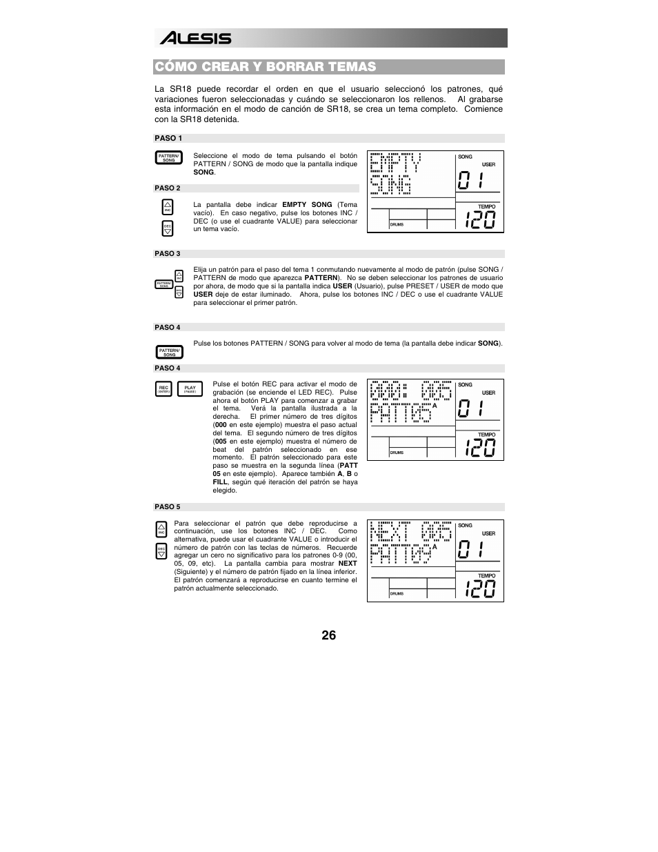 Cómo crear y borrar temas | ALESIS SR-18 User Manual | Page 29 / 76