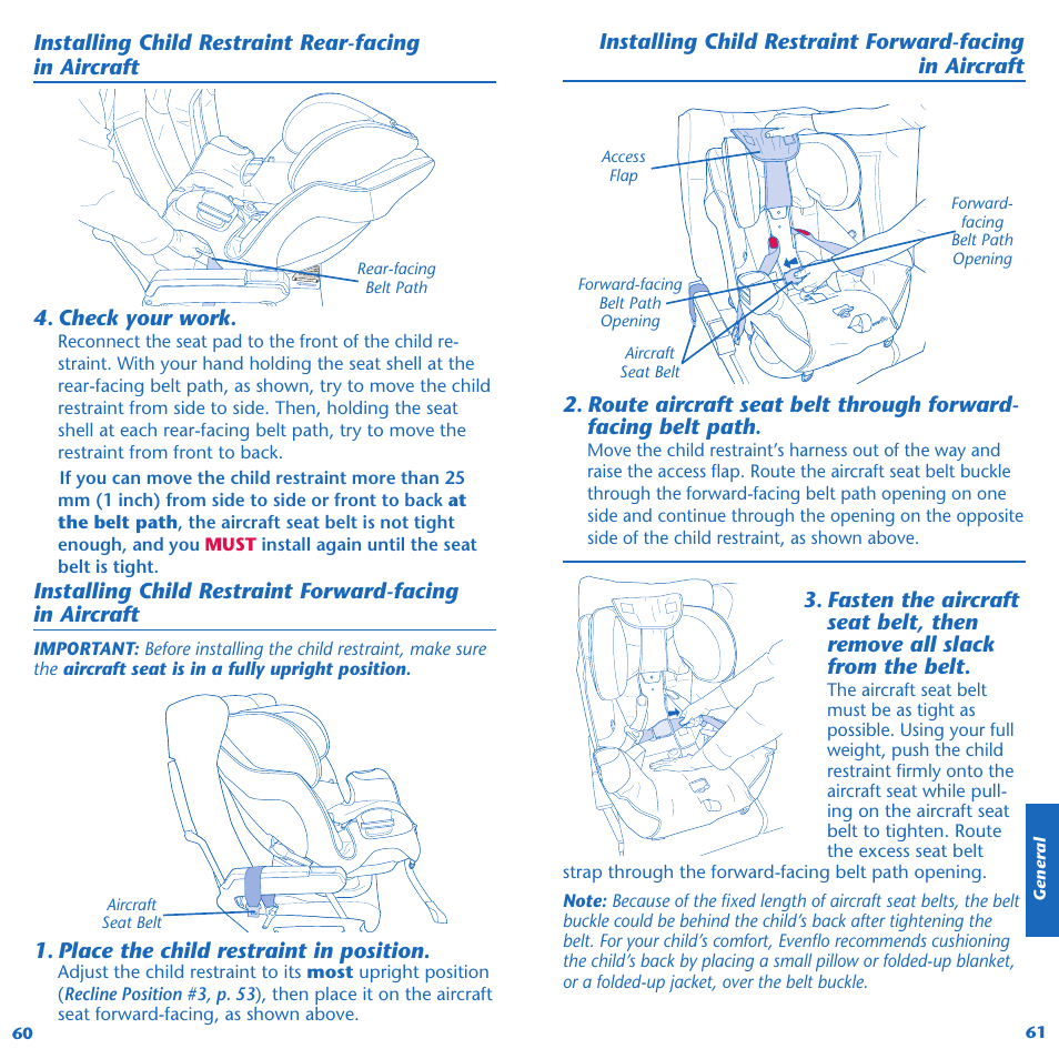 Place the child restraint in position | Evenflo Symphony 65 User Manual | Page 32 / 35