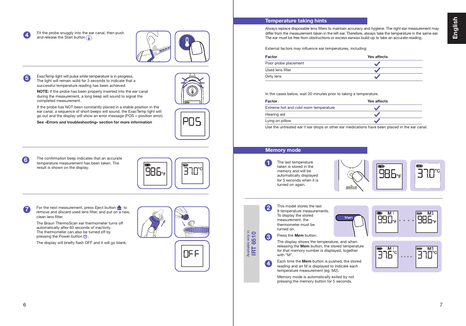 English 4 | Braun ThermoScan IRT 6510 User Manual | Page 5 / 20