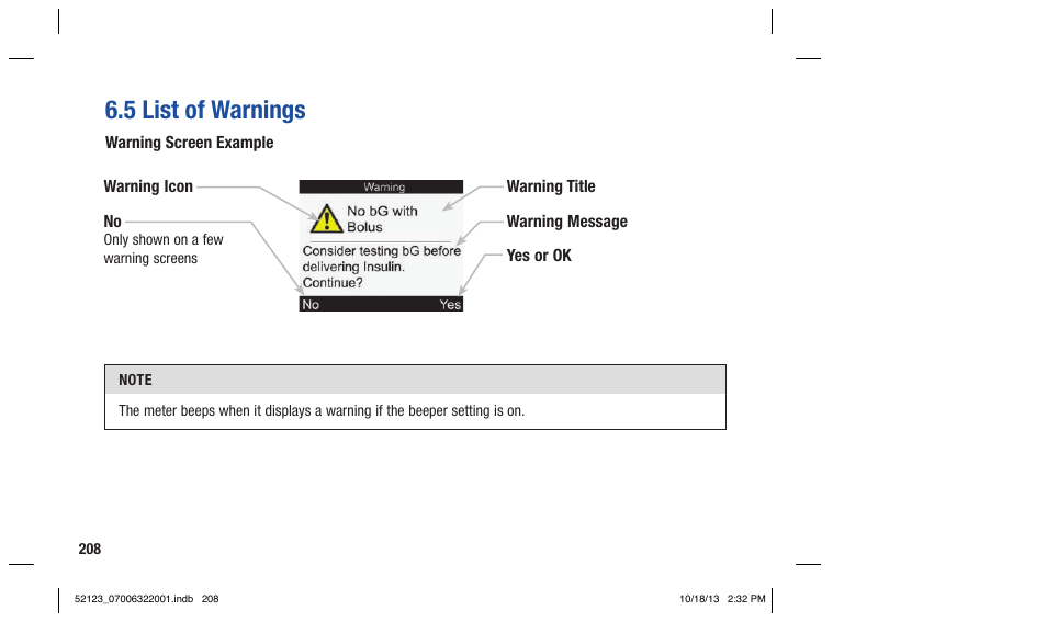 5 list of warnings | Accu-Chek Aviva Expert User Manual | Page 216 / 304