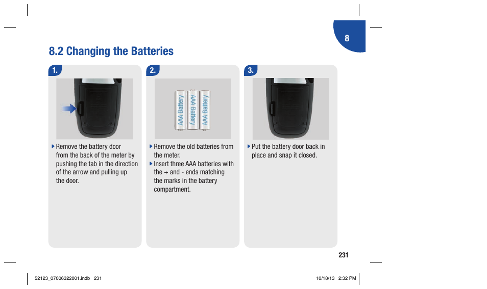 2 changing the batteries | Accu-Chek Aviva Expert User Manual | Page 239 / 304