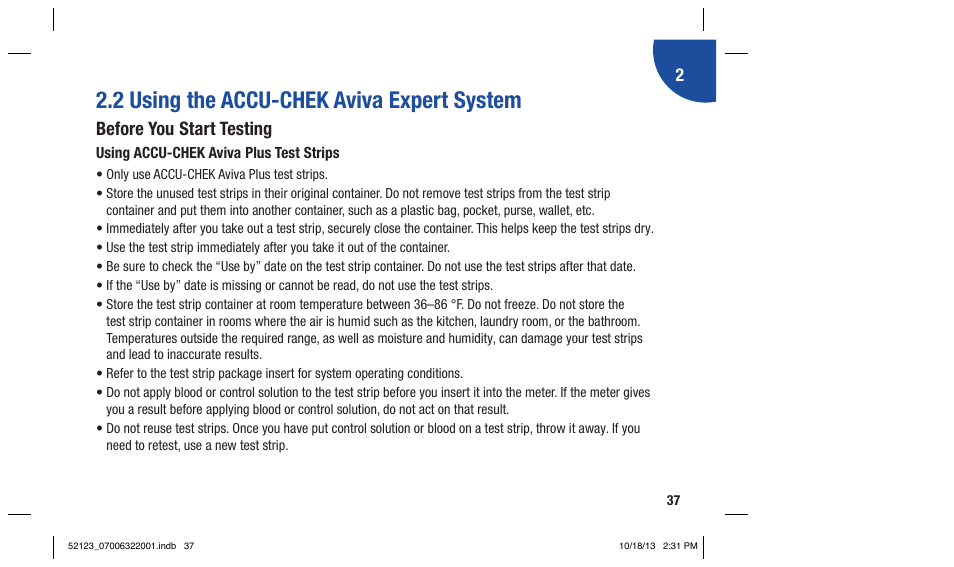 2 using the accu-chek aviva expert system, Before you start testing | Accu-Chek Aviva Expert User Manual | Page 45 / 304