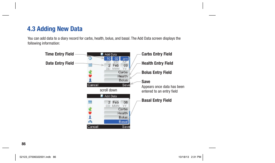 3 adding new data | Accu-Chek Aviva Expert User Manual | Page 94 / 304