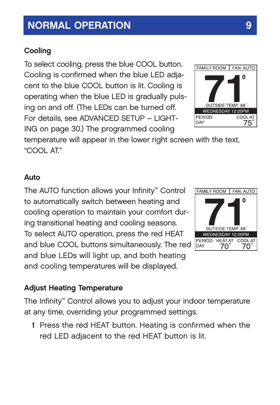 Normal operation 9 | Carrier  Infinity SYSTXCCUID01-V User Manual | Page 12 / 43