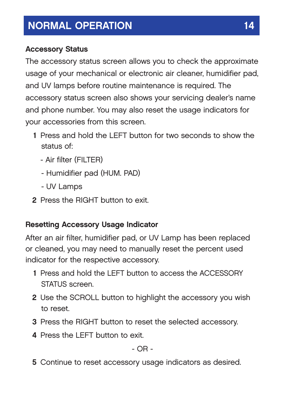 Normal operation 14 | Carrier  Infinity SYSTXCCUID01-V User Manual | Page 17 / 43