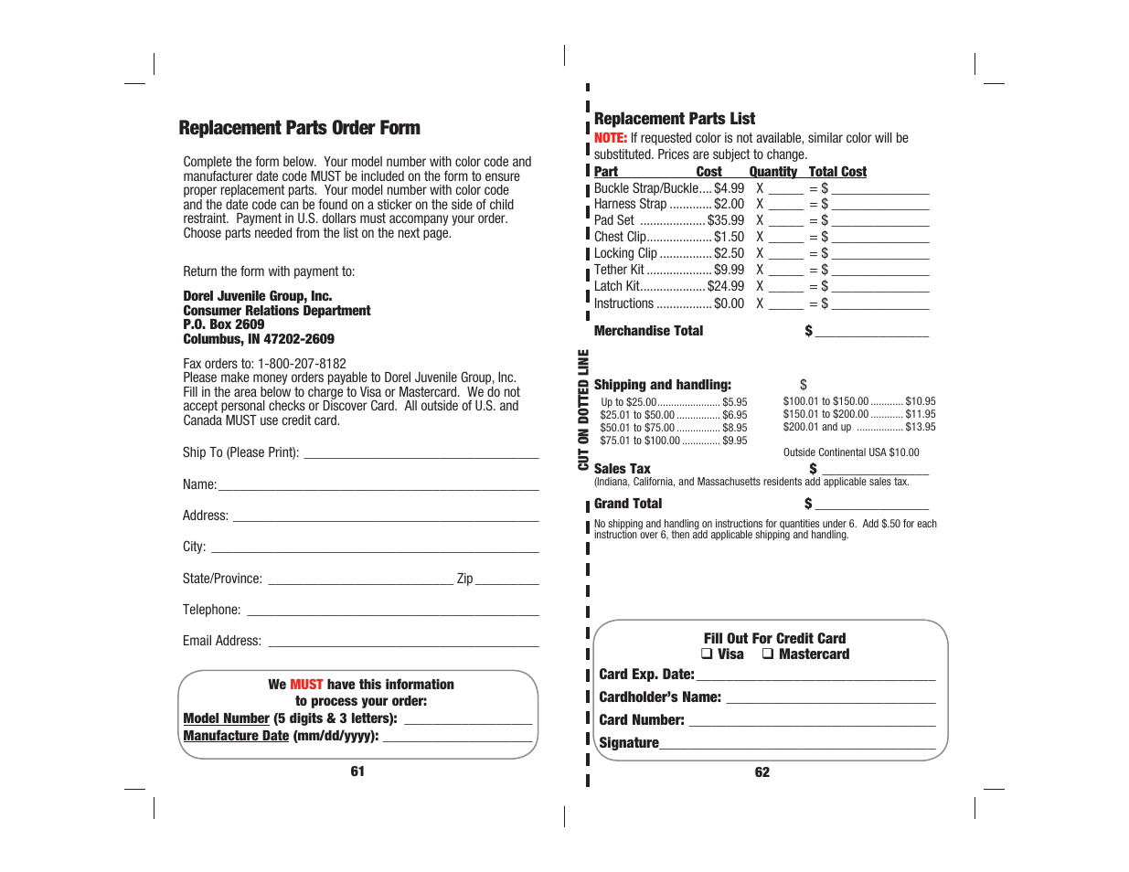 Replacement parts order form | Safety 1st Alpha Omega Elite User Manual | Page 32 / 32