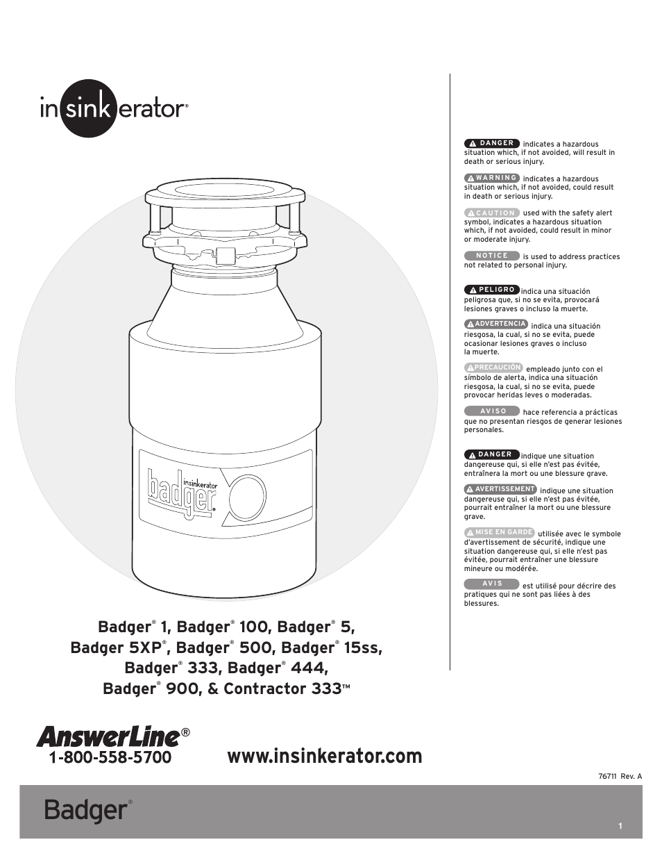 InSinkErator Badger 5 User Manual | 14 pages