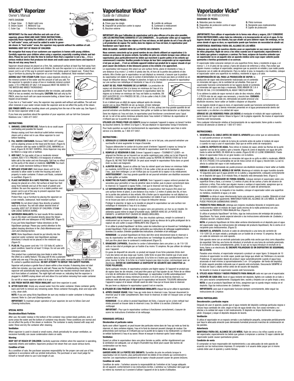 Vicks Warm Steam Vaporizer V105SG User Manual | 2 pages
